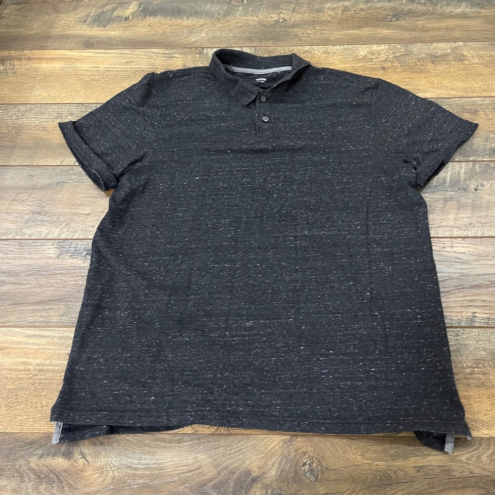 Old Navy Mens XL Built-In Flex Polo Shirt Charcoal Gray Space Dye Short Sleeve